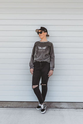 Acid Wash Breastfeeding Long Sleeve